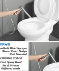 Stainless Steel Handheld Bidet Sprayer For Toilet With Warm Water, showing brass mixing valve and polished silver finish in use