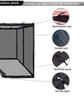 10x10 Mosquito Netting For Patio Canopy Tent Pop Up Canopy With Double Door Side Screen Easy Install Black Net Only No Frame