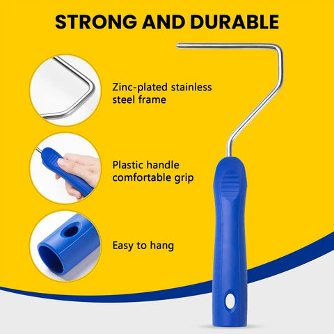 4 Inch Foam Paint Roller Kit With 8 Pack Covers, Frame, Tray And Liner, strong zinc-plated stainless steel frame and plastic handle