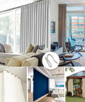 Heavy Duty Aluminum Sliding Barn Door Track System Five Feet Long in stylish living room with curtain setups.