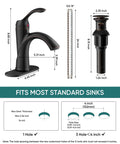 Diagram of Oil Rubbed Bronze One Hole Bathroom Faucet With One Handle Lever, Rustic Lavatory Basin Mixer Tap, Pop Up Drain, Hoses