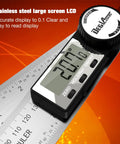Kickass Digital Angle Finder And Protractor 7 Inch Stainless Steel Measuring Ruler With Bright LCD Display on ruler with clear reading.