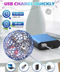 USB charging Hand Controlled Flying Orb With Lights Boomerang Drone For Kids Indoor Outdoor Fun beside power bank
