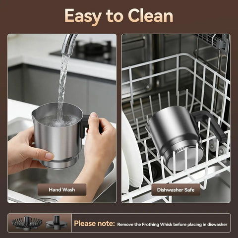 Barista Quality Milk Frother And Steamer 4 In 1 Electric Foam Maker With 24oz Detachable Stainless Jug in dishwasher and hand wash
