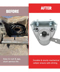 Before and after of Beefed-Up Go Kart Mechanical Disc Brake Caliper And Bracket Kit For Manco 9598 9597 installation