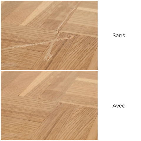 Comparison of wood floor with and without Set Of 48 Self Adhesive Felt Furniture Glides 25 mm Diameter Scratch Resistant Floor Protectors