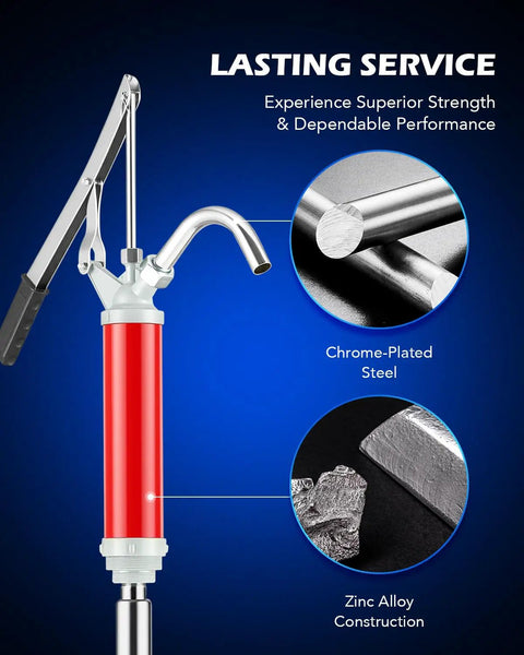 Orion Motor Tech 55 Gallon Drum Pump With Lever Action Design For Fast Fluid Transfer In Barrel Drums Up To 55 Gal Includes Telescoping Tube Wrenches And Storage Case Perfect For Diesel Gas Oil Handling
