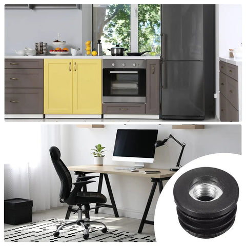 Round Tube Inserts With M8 Thread For 22mm Tubes Black Plastic Plugs Caster Inserts End Caps For Furniture Legs Chairs Desks DIY Projects Eight Pack Built Tough Easy Install No Fuss Leveling
