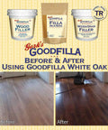 Pro Grade Wood And Grain Filler Powder That Tints Easily To Match Any Finish Flawlessly Sanding Smooth With Zero Sink Or Crack Issues For Total No Sweat DIY Perfection And A Killer Final Look In A Four Ounce Bag. Before and after floor improvement.