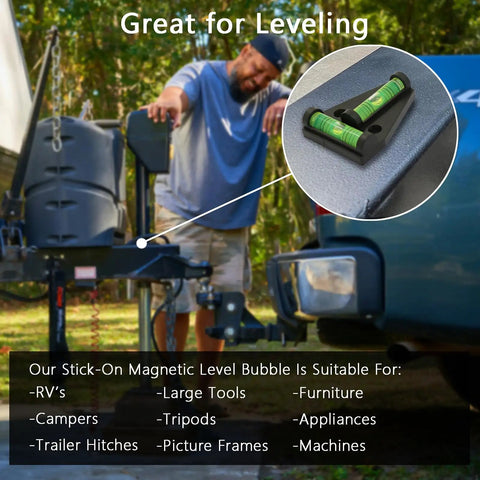 Compact Magnetic RV Bubble Level With Heavy Duty Adhesive Backing Makes Leveling Camper Or Motorhome A Total Breeze Without Drilling Holes Or Any Extra Fuss For Zero Sweat Setups On Every Road Trip