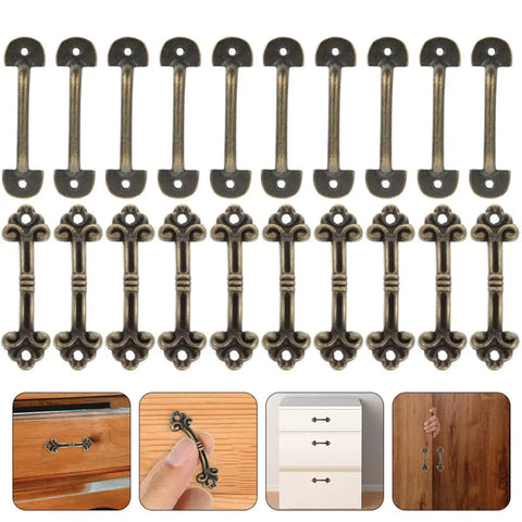 20-Piece Mini Antique Bronze Cabinet Pulls Set For Jewelry Boxes And Small Drawers, Rustic Metal Hardware For Cabinets