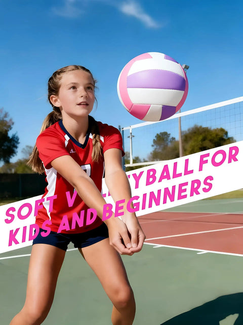 Girl playing with Beach Volleyball Official Size Indoor Outdoor Soft Volleyball For Girls Teens And Youth Practice Backyard Games