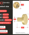 Gold Round Cabinet Knobs 25 Pack Aluminum Alloy Handles dimensions and installation info