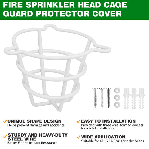 12 Pack Heavy Duty Fire Sprinkler Head Cage Guards Shield Semi Recessed Residential Heads with steel wire protection cover.