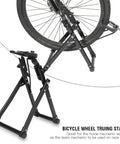 Foldable Bicycle Wheel Truing Stand For 16 To 29 Inch Wheels with bike wheel on stand