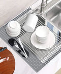 Built Tough 18 Gauge Stainless Steel Kitchen Sink with Double Basin, 70/30 Offset, includes silicone dish rack and strainer