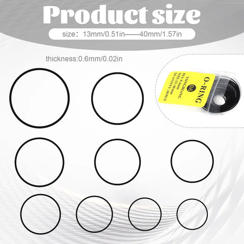 O Ring Watch Gasket Kit For Easy Fix, 28 Pcs 0.6mm Waterproof Rubber Seals For Watches Back Cover, Replacement Ring Washers, 13-40mm