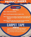 Installation and removal guide for heavy duty tough double sided carpet tape fiberglass reinforced residue free rug tape.