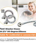 6Ft Stainless Steel Washer Hoses With 90 Degree Elbows Burst Proof Three Quarter FHT Standard Thread Two Pack Red And Blue Braided