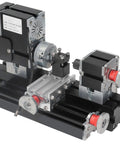 Badass Precision Desktop Mini Lathe Kit Featuring Quick Change Drill Chuck And Smooth Running 12 Volt Dc Motor At 12000 Rpm Ironclad Stable Base Gear Set For Serious Hobbyist Metalworking Us Plug, showing motor and lathe components.
