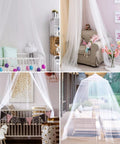 Mosquito Net Bed Canopy for Kids and Adults, White Dome Ceiling Hung Mesh Tent, Fits Twin to King Beds and Baby Cribs, Easy Install