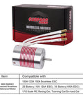 1/10 Scale RC On-Road Car Brushless Motor 3650 5900KV Waterproof 3.175mm Shaft with packaging and compatible info chart