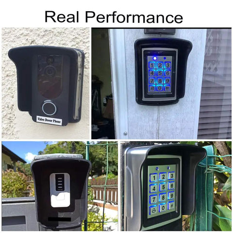 All Weather Rainproof Cover For RFID Keypad Readers And Doorbells protecting devices in different outdoor settings