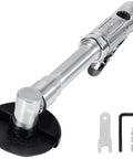 3 Inch Pneumatic Cut Off Tool With Extended Handle And Stepless Speed Dial Runs Cool And Cuts Through Welds Fast Spinning 18000 Rpm For Auto Body Repair And Metal Grinding Built From Solid Aluminum Alloy And Plugs Right Into Shop Compressor, showing tool head and accessories.