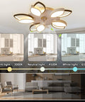 Bladeless Ceiling Fan With Lights 26.3 Inch Low Profile Flush Mount Indoor Fan With Remote Control Smart LED Three Color Temperatures And Six Speeds For Bedroom Kitchen Living Room