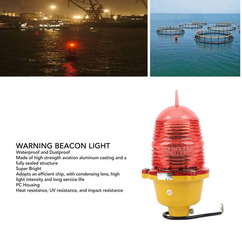 Tower Adjustable Obstruction Light With Flashing AC110V, showcasing rugged design with red beacon, for marine and aviation use.