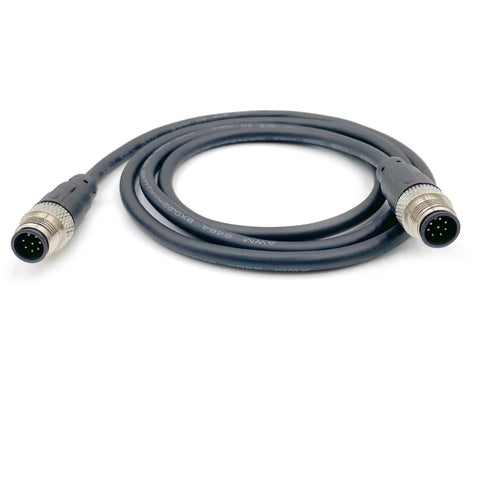 8 Pin M12 Double Male Straight Circular Connector Cable A Code IP67 Waterproof Unshielded PVC Wire 1 Meter 30V 2A AWG24 Brass Gold-Plated Contacts