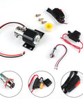 Universal Front Brake Line Lock Kit With Electric Solenoid Launch Control For Drag Racing And Hill Hold 12V 24V Compatible Handles Up To 1000 PSI Red Finish Easy Installation And Reliable Performance, components displayed