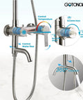 Upgrade Your Shower With A Rugged Stainless Steel 8 Inch Rain Head System Three Function Handheld Spray SUS 304 Brushed Nickel Finish