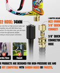 Beast Mode 4000 PSI Pressure Washer Gun connectors detail with M22 14mm and 3/8 inch quick connect adapter, not for garden hoses.