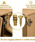 Heavy Duty Wood Expansion Screws For Quick Cabinet Hinge Repair No More Door Sagging And Fix Stripped Holes From Inside illustration image