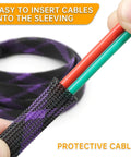 Braided Cable Sleeve 33Ft Expandable Wire Loom For Automotive Wiring Harness And PC Case Pet Proof Chew Resistant Cord Protector