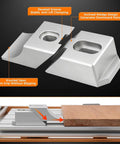 Four Piece Side Clamp Vise Aluminum Alloy Set With Ultra Low Profile Design For Compact Surface Machining On CNC Milling And Drill Press Equipment To Get Jobs Done Smoothly Without Any Hiccups showing knurled jaws and dovetail grooves.