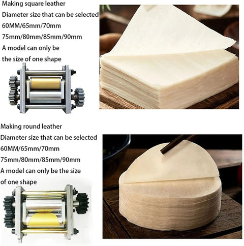 Heavy Duty Electric Dumpling Wrapper Press Maker 140W Motor Cranks Out 60 Skins Per Minute Solid Wonton Dough Tool nonstick hopper and dough sheets.