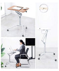 Smooth Glide Height Adjustable Mobile Laptop Desk And Sit Stand Workstation Table With Easy Roll Castors for home office setup.