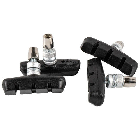 V-Brake Pads 55mm Set for Bikes, 2 Pairs Universal Brake Shoes Black, Durable Rubber Blocks