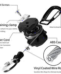 Diagram of Two Pack Heavy Duty Retractable Keychain Carabiner Badge Holder Set With 32 Inch Steel Cord Tactical ID Badge Reel, showing components