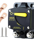 Manual Reset Circuit Breaker 300A High Amperage Switch for Truck Boat Trolling Motor with connectors and screws.