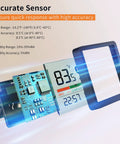 Exploded view of Indoor Humidity Gauge With Digital Thermometer Fast Read Hygrometer And Temperature Humidity Monitor, showing sensor and display.