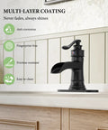 Bold Matte Black Waterfall Bathroom Faucet For Farmhouse Vanity With Single Hole Centerset One Handle Mixer Tap
