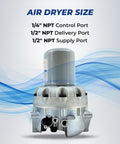 Air Dryer System Saver 1200 Plus Replacement For Meritor S4324711010 And WABCO 4324711010 with port size details