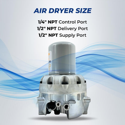 Air Dryer System Saver 1200 Plus Replacement For Meritor S4324711010 And WABCO 4324711010 with port size details