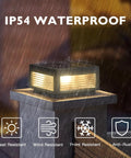 Solar Post Lights 9.84 Inch Pillar Lamps IP54 Waterproof Modern Column Lighting Dusk To Dawn 3000K LED Square Lanterns outdoor