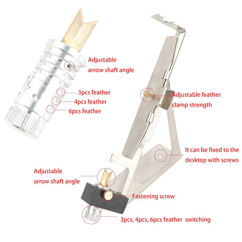 Adjustable Archery Fletching Jig With Straight Clamp For DIY Arrow Shafts Fits 2 3 4 Or 6 Feathers Or Rubber Vanes Pro Grade Aluminum