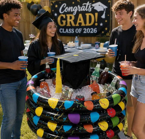 Class Of 2026 Graduation Inflatable Cooler With 72 Drink Capacity Floating Pool Ice Bucket Party Tub For Congrats Grad Celebrations