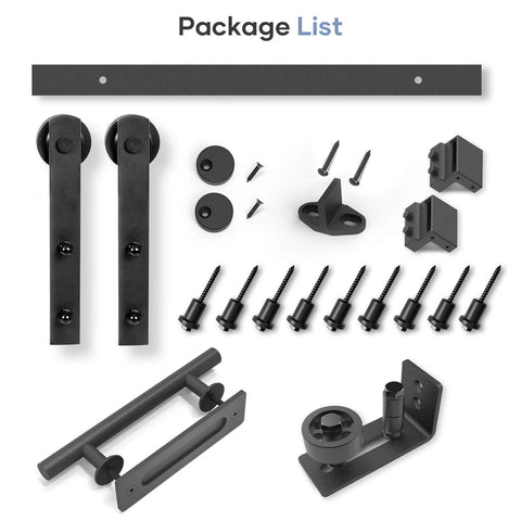 Sliding Barn Door Track And Hardware Kit With 12 Ft Straight Pulley System No Fuss Install Smooth Quiet Rollers components